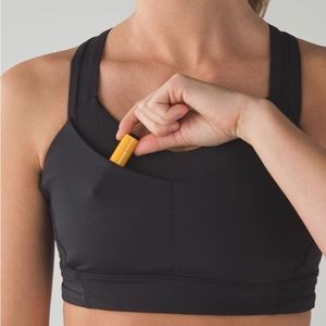 LULULEMON Rack Pack Bra | Black | Size 6 | Front Pockets